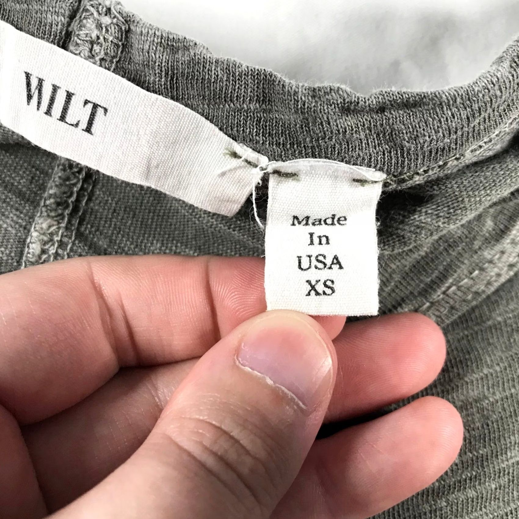 Vintage Wilt Womens XS Gray Long Sleeve Top USA Asymmetrical Crossover Hem Slub Knit Size XS / US 0-2 / IT 36-38 - 5 Thumbnail