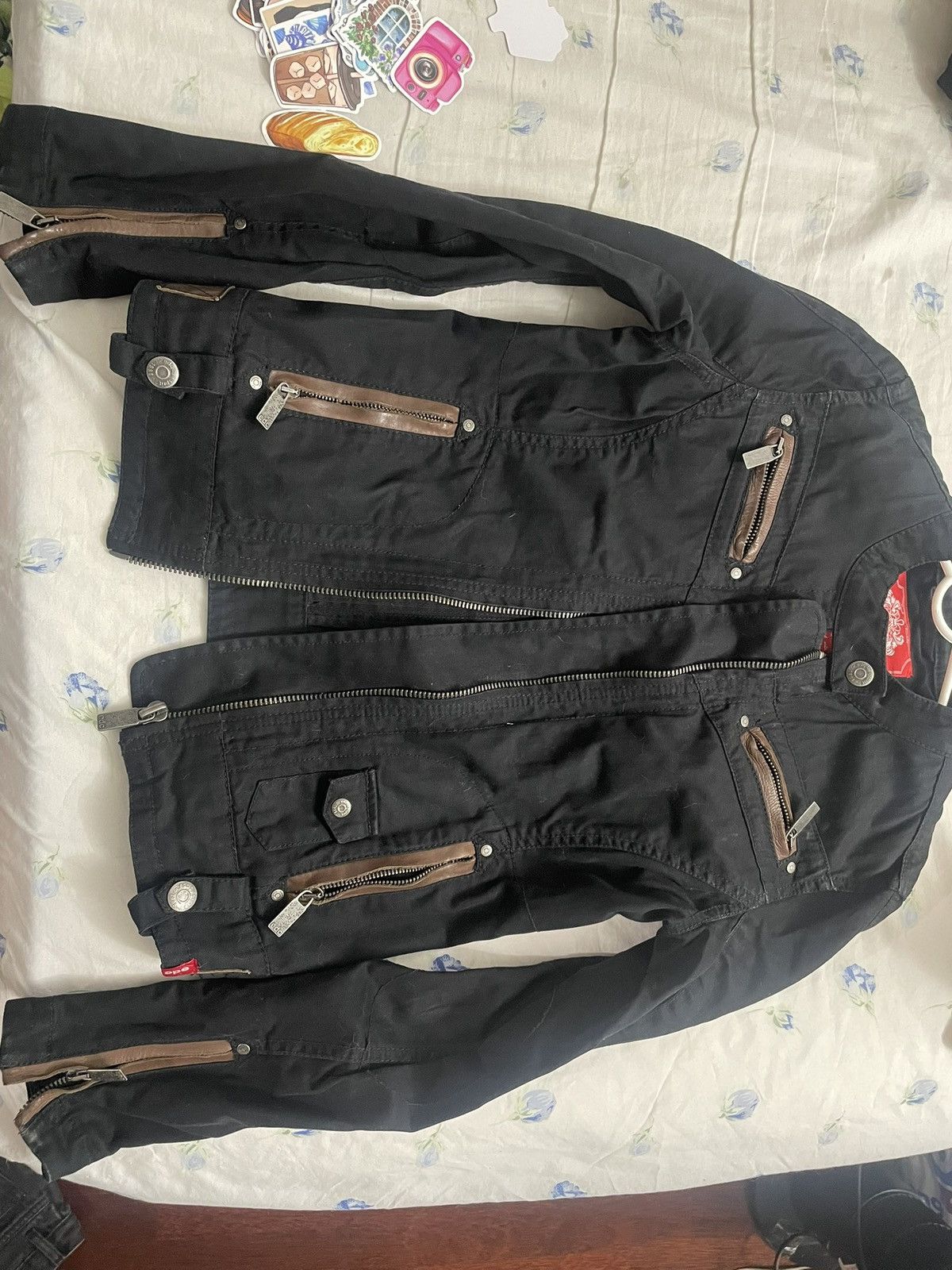 ESPIRIT × Esprit × Vintage Black denim with brown leather detaied jacket Size M / US 6-8 / IT 42-44 - 1 Thumbnail