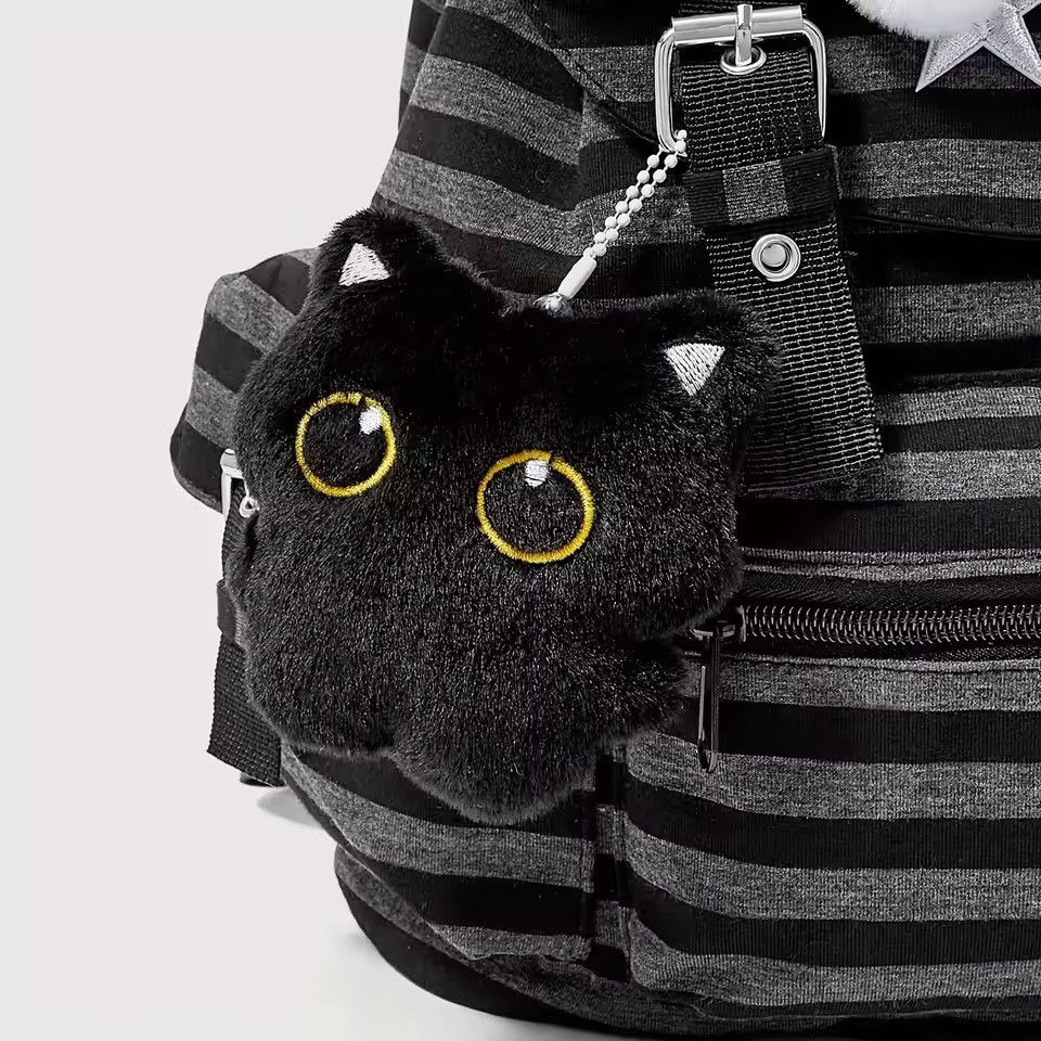 Japanese Brand 🖤💀 Y2K PUNK EMO Backpack - Black/Grey Stripe Size ONE SIZE - 5 Thumbnail