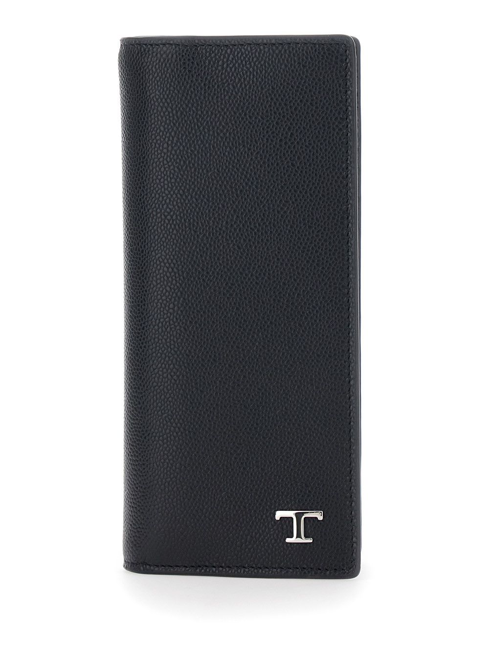 Tod's Vertical Wallet 'TOD'S' with Logo Plate on the Front in Black Hammered Leather for Men Size ONE SIZE - 1 Thumbnail