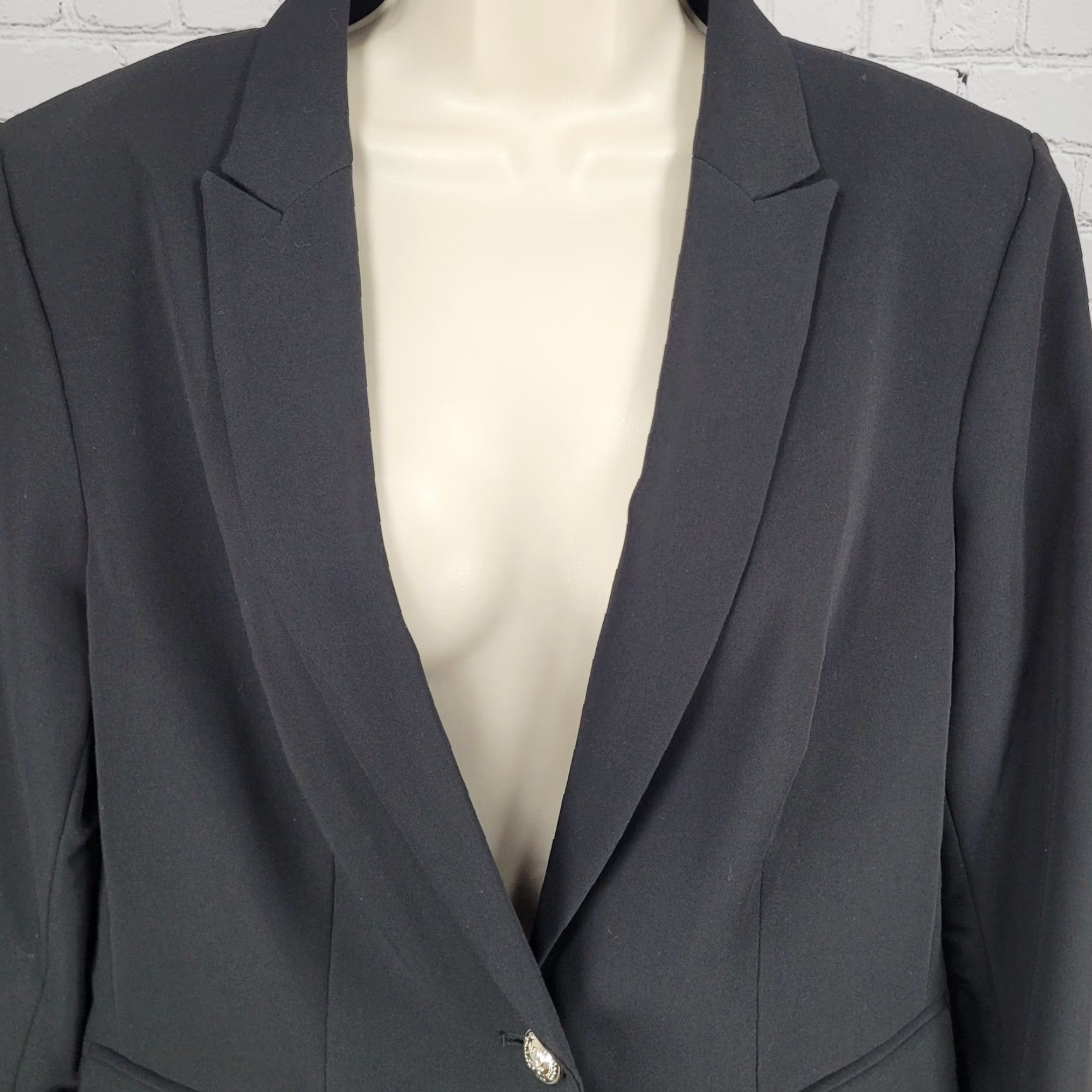 Tommy Hilfiger Tommy Hilfiger Black Stretch 1 Button Vented Peak Blazer Suit Jacket 14 Womens Size XL / US 12-14 / IT 48-50 - 7 Thumbnail