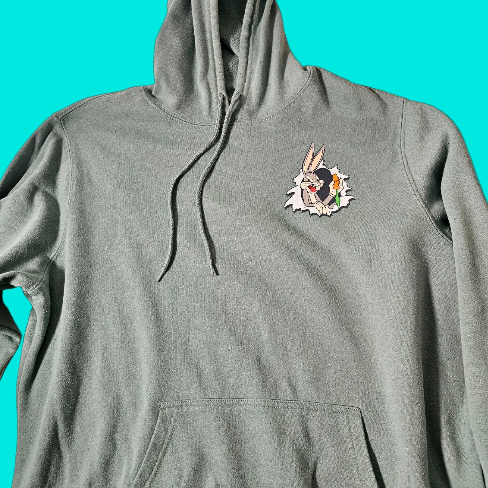 Vintage Looney Tunes What's Up Doc Bugs Bunny Fleece Sweatshirt Hoodie Men's XL Green Size US XL / EU 56 / 4 - 1 Thumbnail