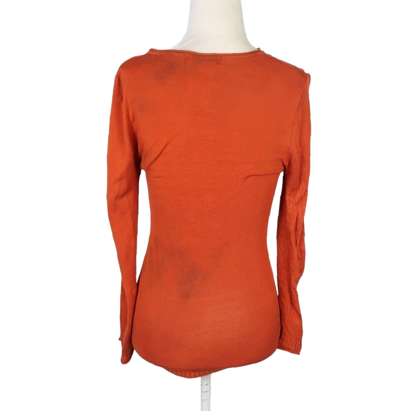 Vintage VINTAGE J.J. Basics Knit Sweater V-Neck Orange S Women Pullover Silky Burnt Orange 90s Size S / US 4 / IT 40 - 4 Thumbnail