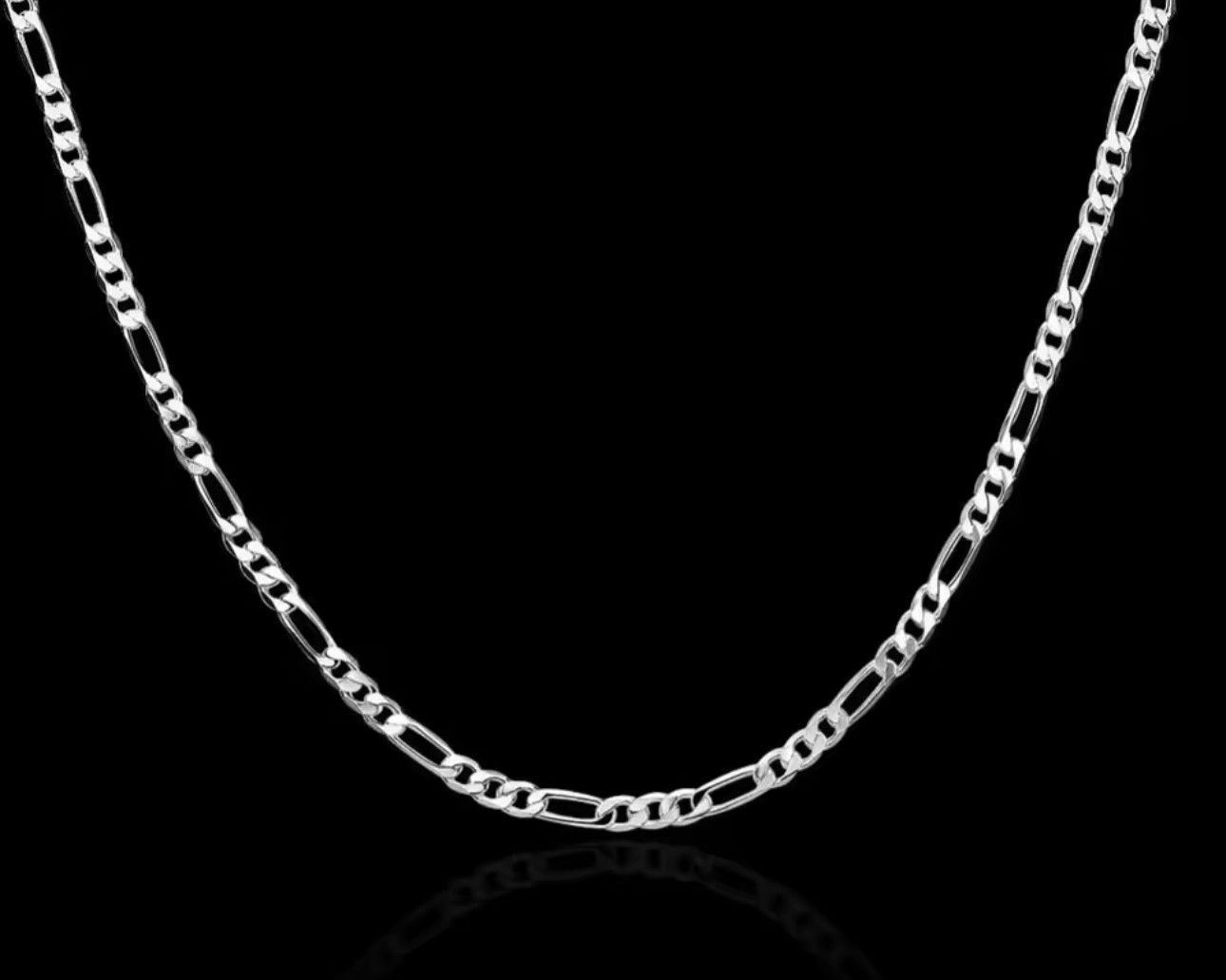 Jewelry × Sterling Silver 925 Silver 4mm Figaro Chain Necklace Size ONE SIZE - 6 Thumbnail
