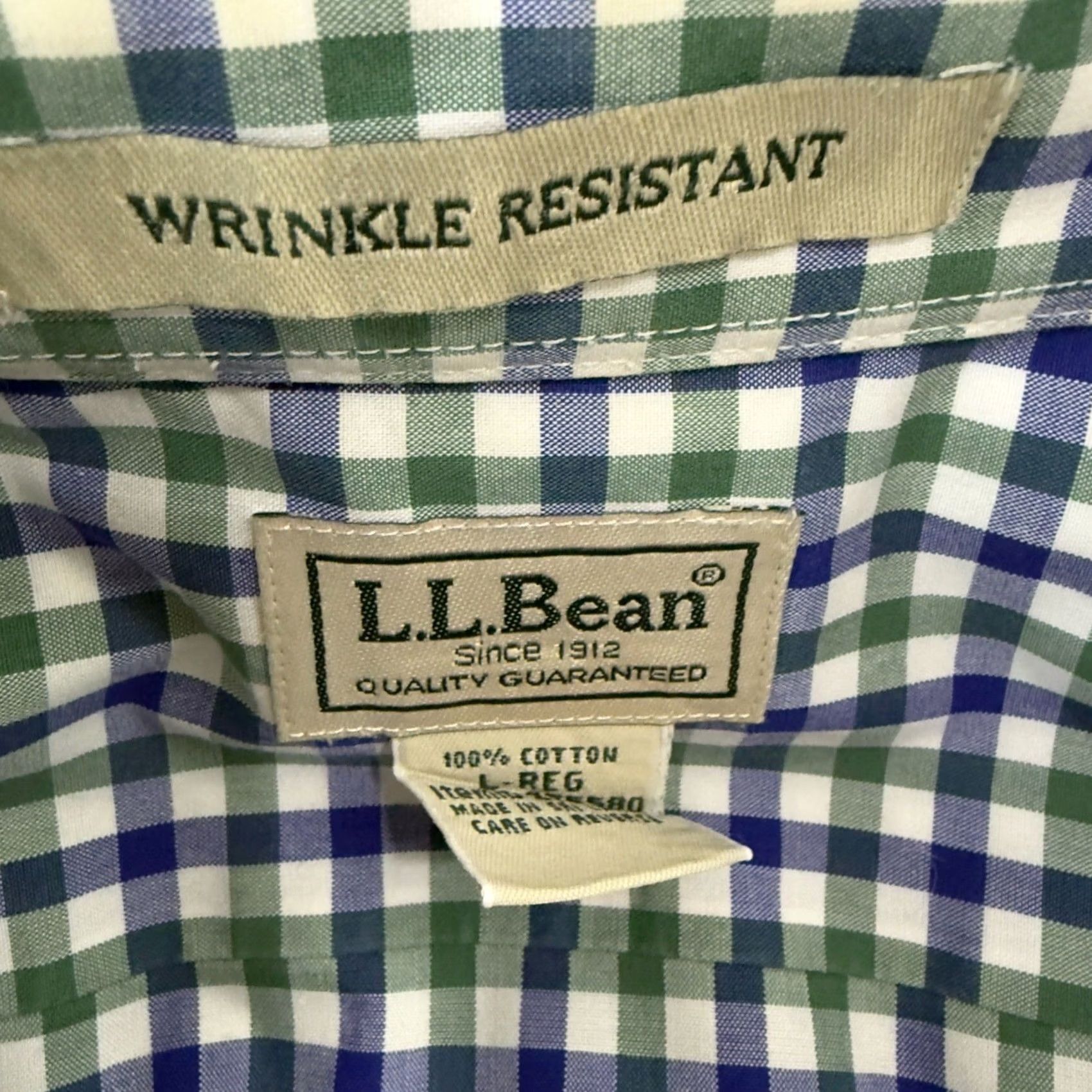 Vintage L.L. Bean Wrinkle Resistant 100% Cotton Short Sleeve Button-Down Shirt Mens L Blue Plaid Button-Up Size US L / EU 52-54 / 3 - 4 Thumbnail