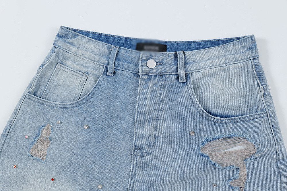 Japanese Brand × Jean Men's punk high street ripped raw edge denim shorts Size US 32 / EU 48 - 4 Thumbnail