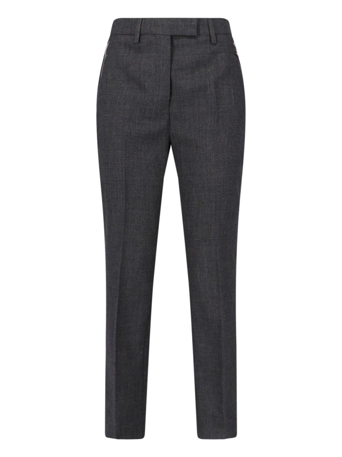 image of Prada Logo Slim Wool Pants Size 38 in Black, Women's