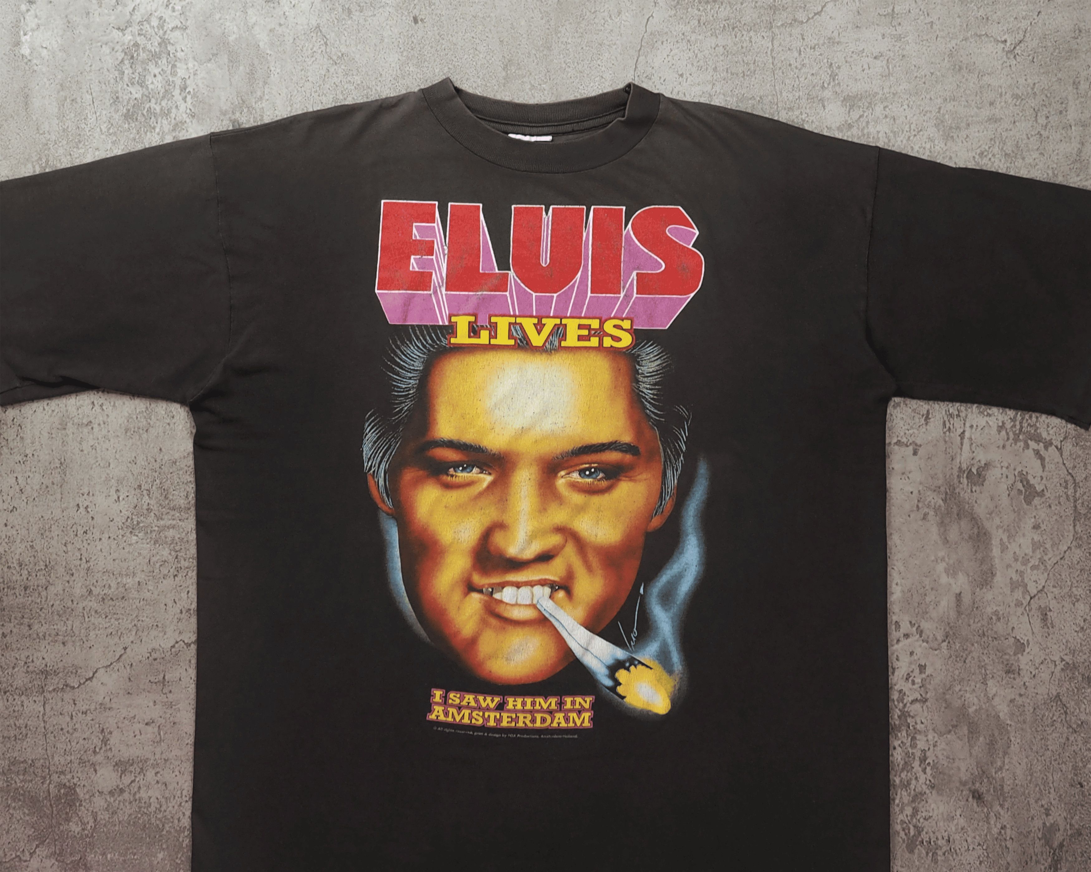 Vintage Vintage 1990s Elvis Lives in Amsterdam Weed Parody Shirt L Size US L / EU 52-54 / 3 - 2 Thumbnail