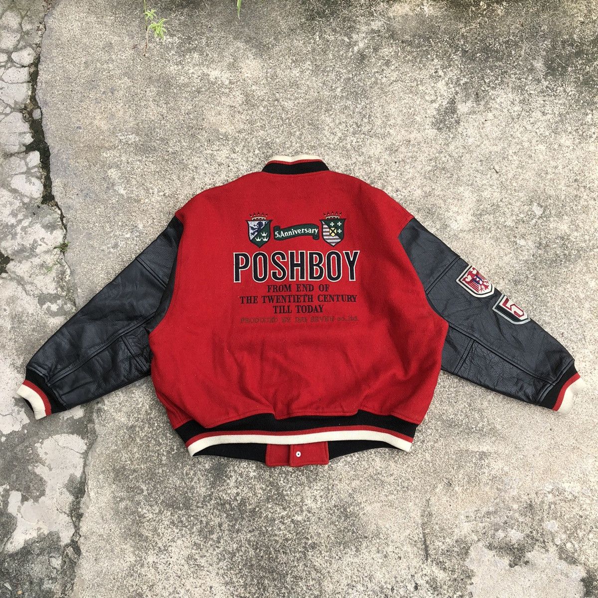 Japanese Brand 🔥Grailed🔥🇯🇵Posh Boy Sleeves Leather Wool Heavy Varsity Jacket Size US XL / EU 56 / 4 - 11 Thumbnail