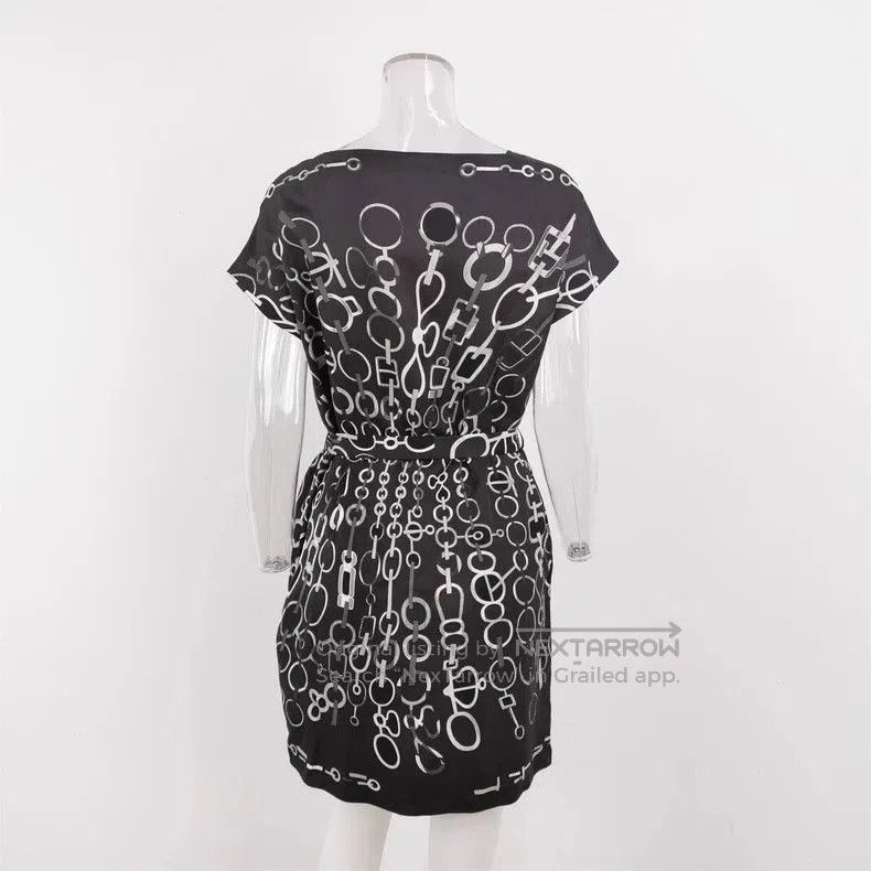 Hermes Hermès Black Chain Print Silk Dress. Size US S / EU 44-46 / 1 - 3 Thumbnail