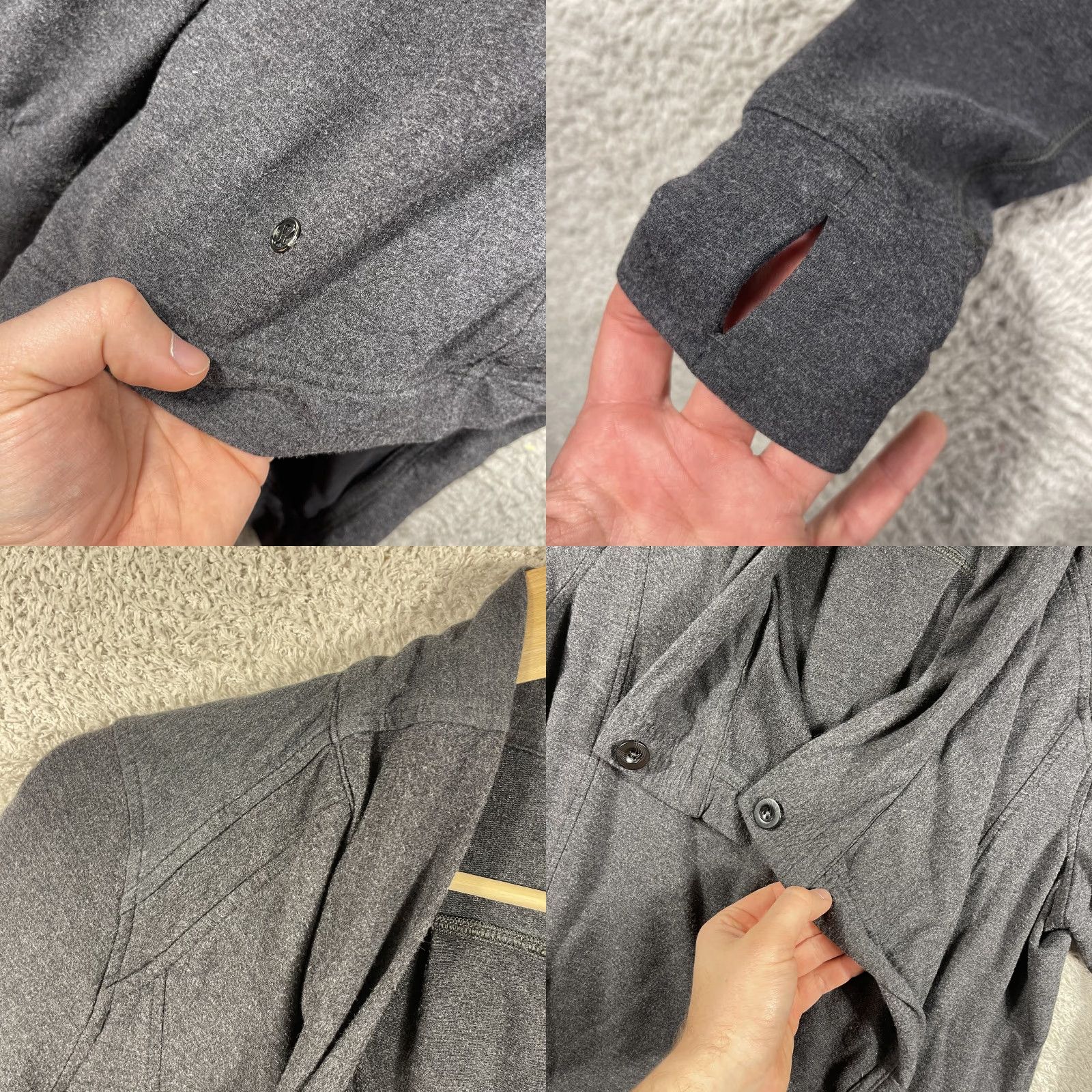 Lululemon VINTAGE Lululemon Coast Wrap Jacket Women’s 8 Gray Relaxed Thumb Holes Open Front Activewear Size ONE SIZE - 8 Thumbnail
