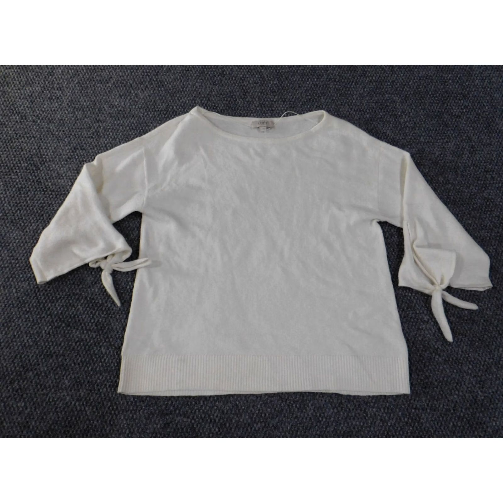 Loft LOFT Sweater Pullover White Small Womens Crew Neck Knit Rib Stretch Regular Casual Long Sleeve Button Knit Solid Modern Designer Fall Winter Spring Size S / US 4 / IT 40 - 4 Thumbnail