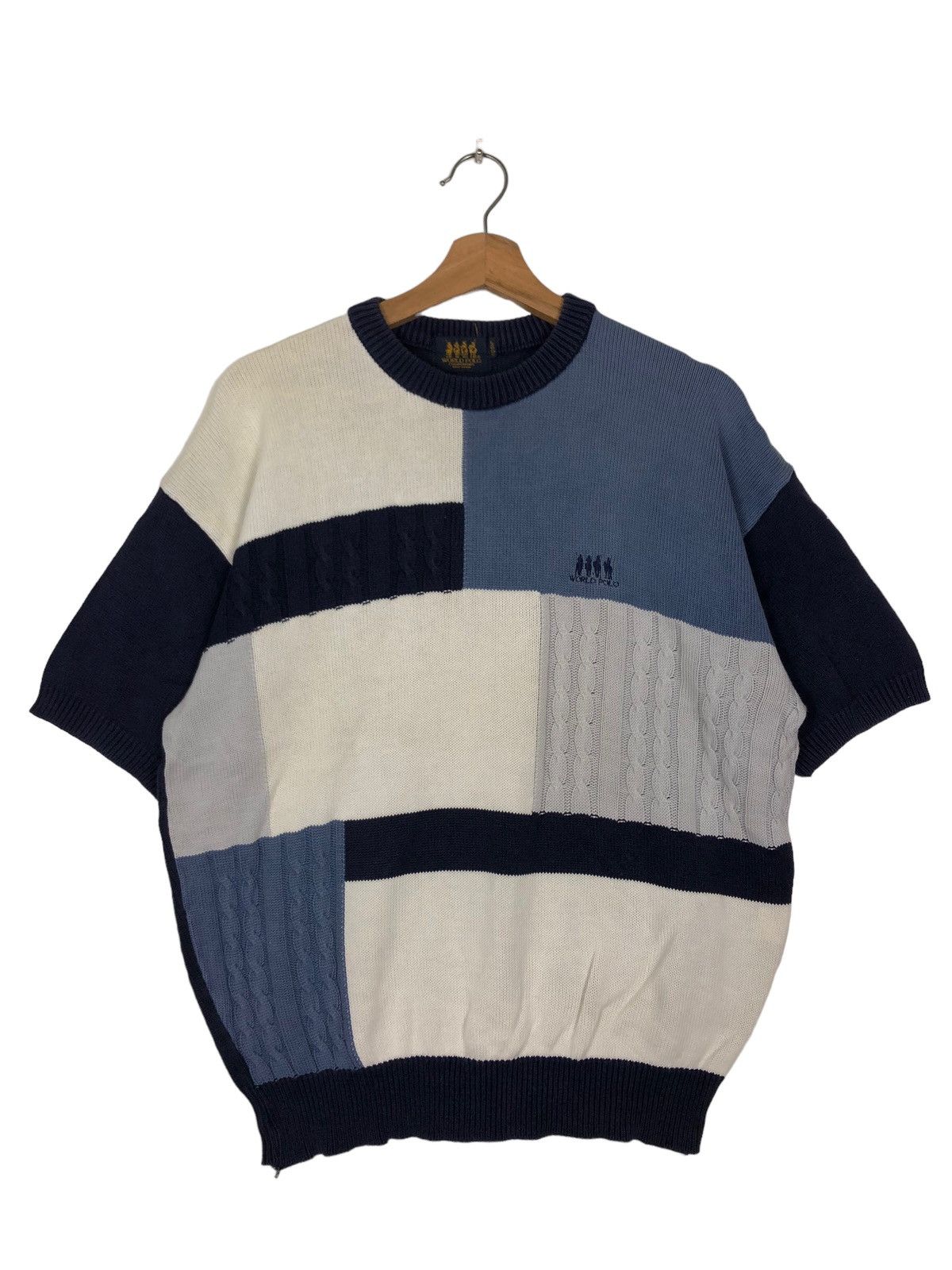 Japanese Brand 🔥90’s Vintage Knit Sweatshirt World Polo Striped Design Size US L / EU 52-54 / 3 - 1 Thumbnail