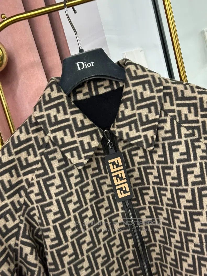 Fendi Fendi Double-Sided Bat Sleeve Wool Jacket, One Side Monogr Size XXS / US 00 / IT 34 - 2 Thumbnail