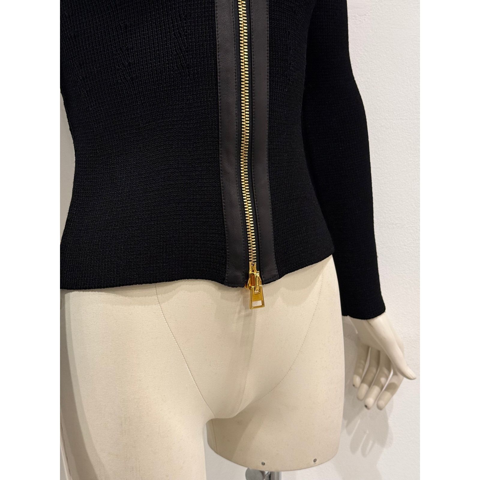 Tom Ford Tom Ford black zip knit and leather pencil skirt set Size S / US 4 / IT 40 - 7 Thumbnail