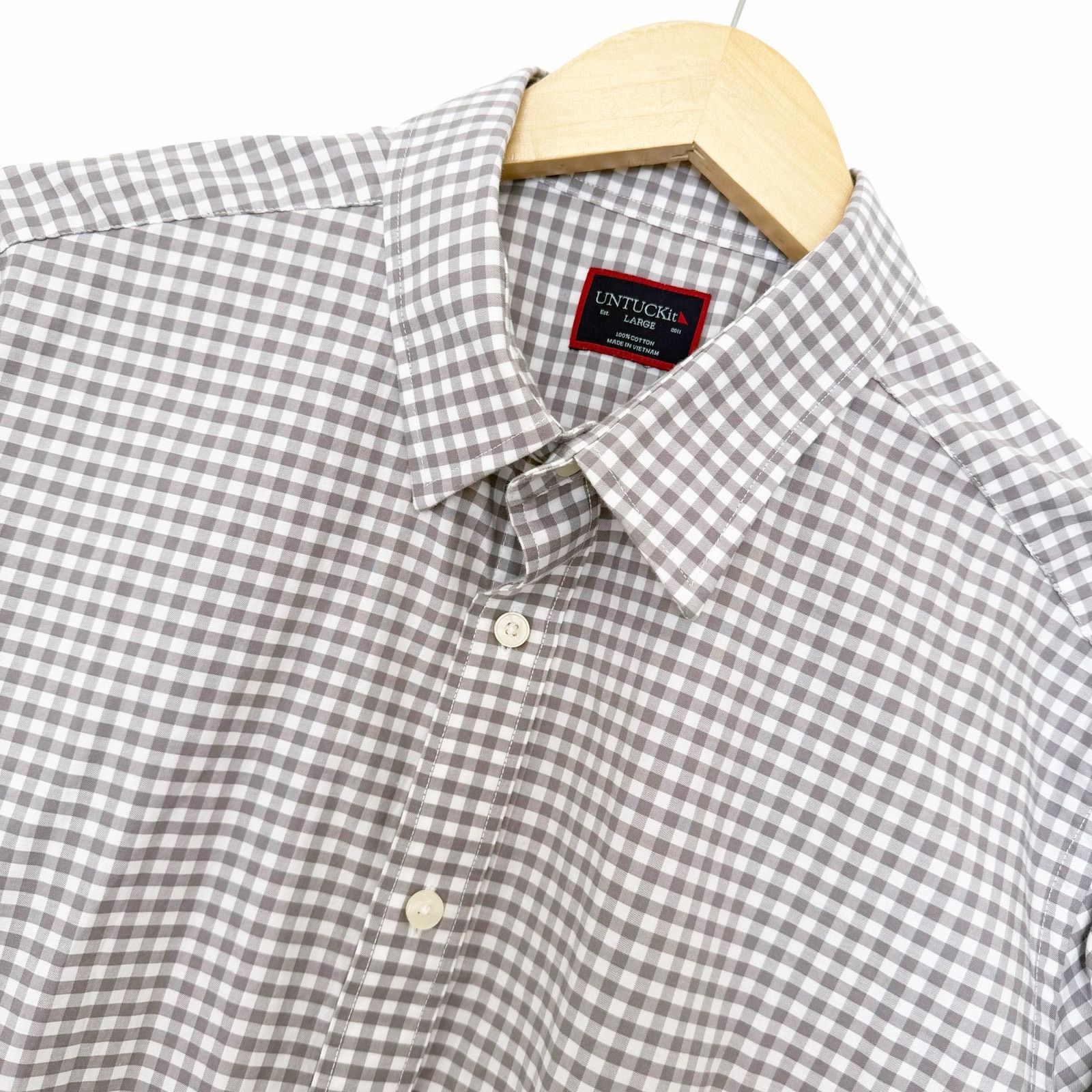 UNTUCKit Untuckit Gray Plaid Cotton Long Sleeve Button Down Sz L Size US L / EU 52-54 / 3 - 1 Thumbnail