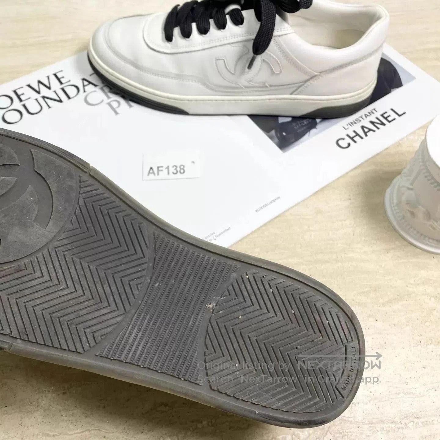 Chanel White Low-Top Lace-Up Sneakers. Size US 7 / EU 40 - 5 Thumbnail