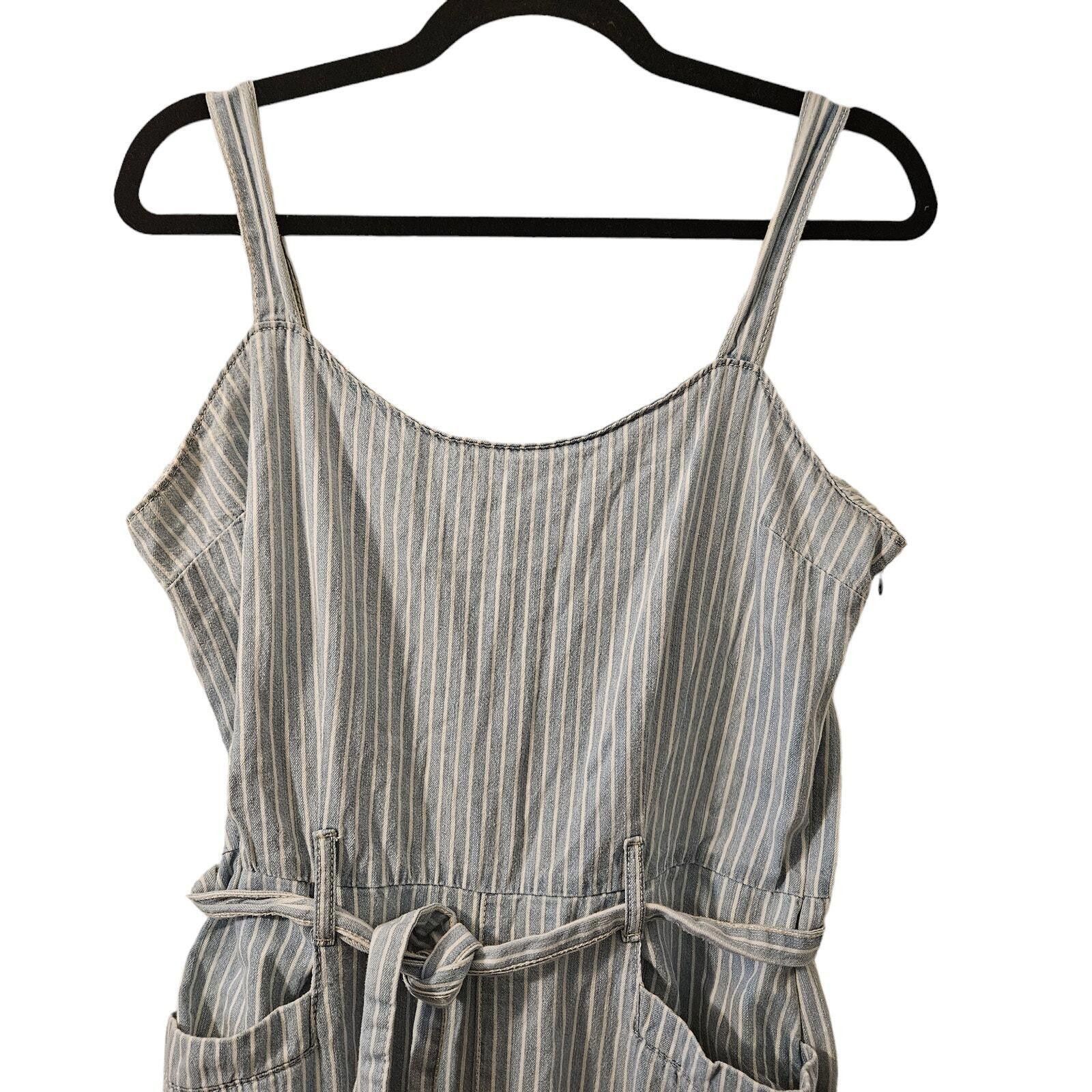 Designer Rewash Striped Denim Jumpsuit Women's Blue White Size Large Size 36" / US 14 / IT 50 - 11 Thumbnail