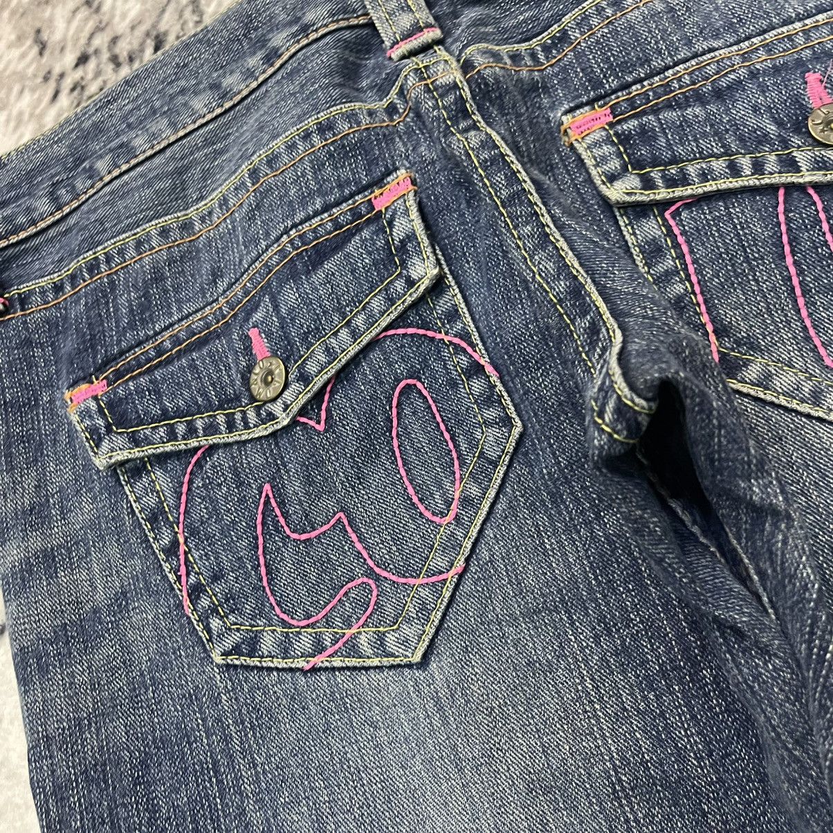 Japanese Brand Y2K Cocolulu Embroidery Wide Leg Flare Jeans Size 29" - 21 Thumbnail