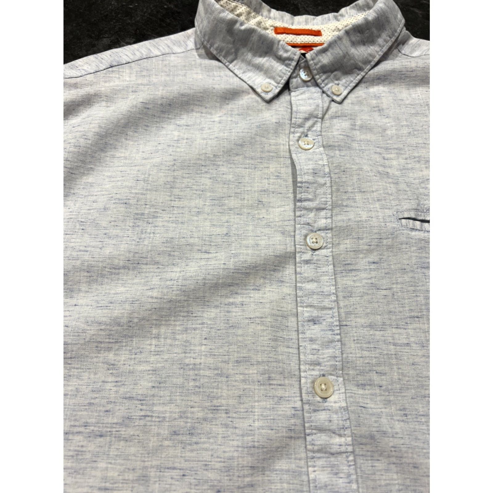 Denime DENIM & FLOWER Blue Striped Slim Fit Button-Up Shirt XL Short Sleeve Mens Size US XL / EU 56 / 4 - 4 Thumbnail