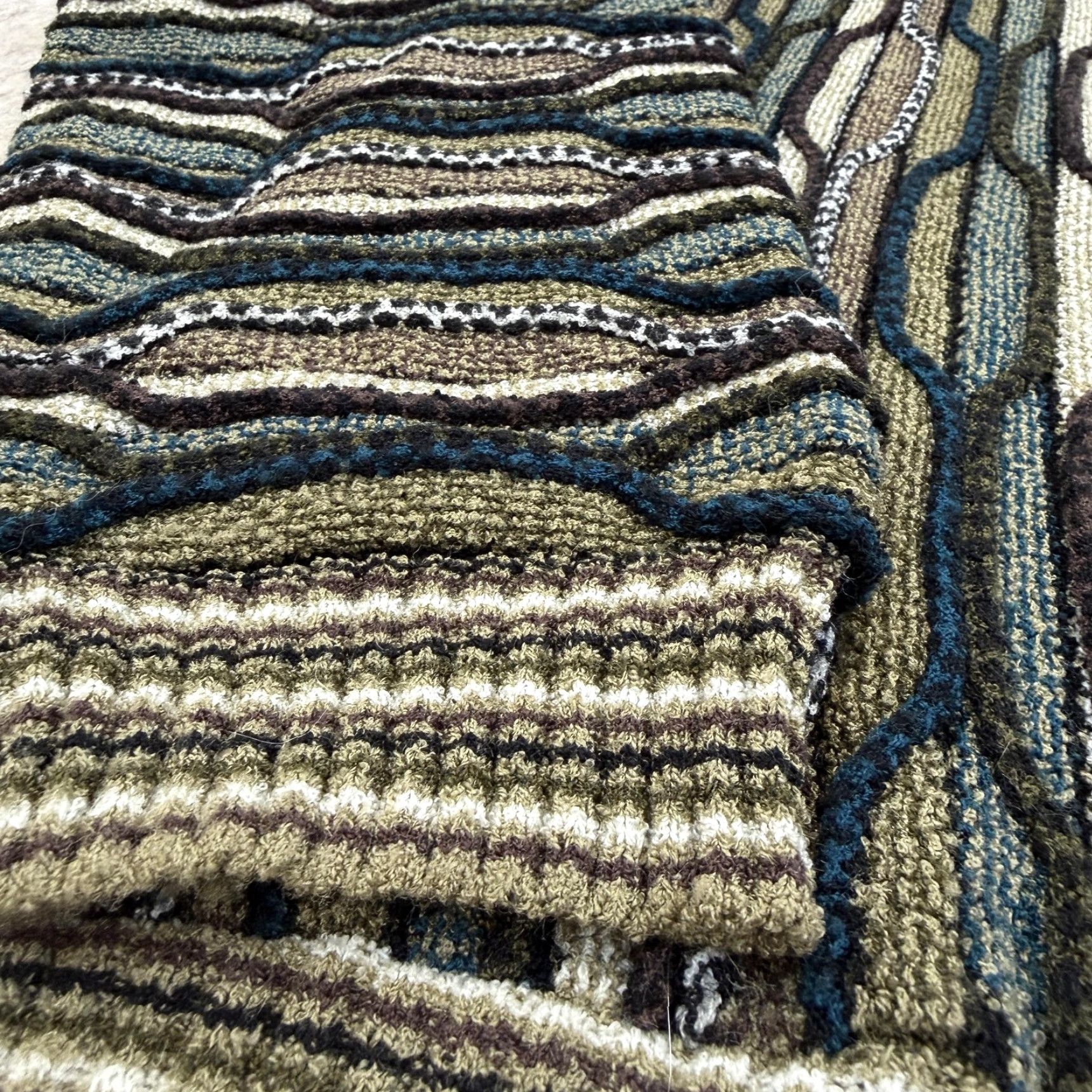 Coogi Protege Sweater Mens XL Green Brown Blue 3D Knit Abstract Coogi Style Pullover Size US XL / EU 56 / 4 - 5 Thumbnail