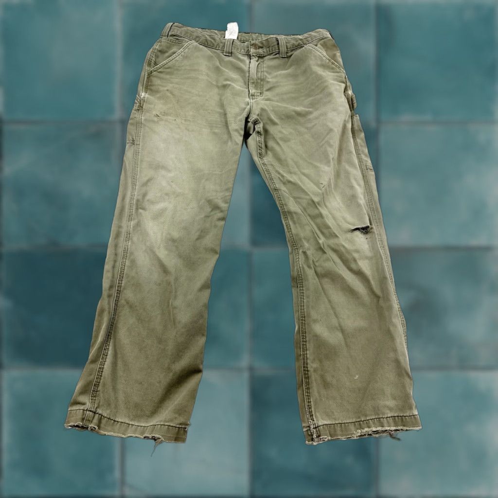 Carhartt Carhartt Green Carpenter Pants Men's 36x28 Relaxed Fit Cotton Canvas USA Size US 36 / EU 52 - 1 Thumbnail