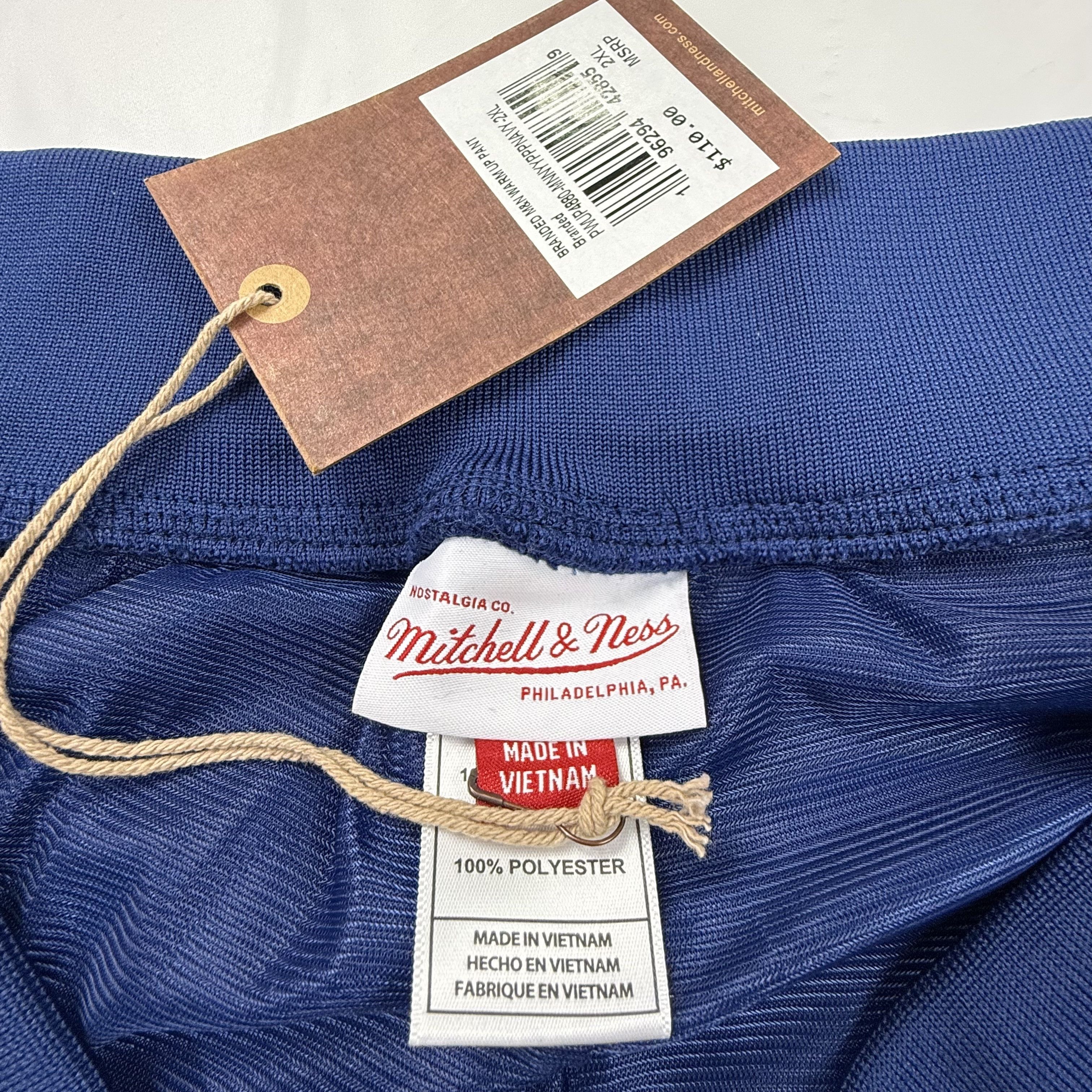 Mitchell & Ness Mitchell & Ness Mens Navy Blue Snap Warm Up Track Pants 2XL Size US 40 / EU 56 - 8 Thumbnail