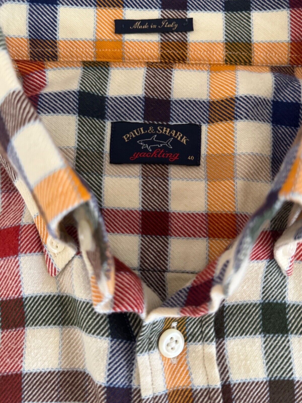 Paul & Shark Paul & Shark Men 40 M Button Flannel Multi Check ITALY Size US M / EU 48-50 / 2 - 3 Thumbnail