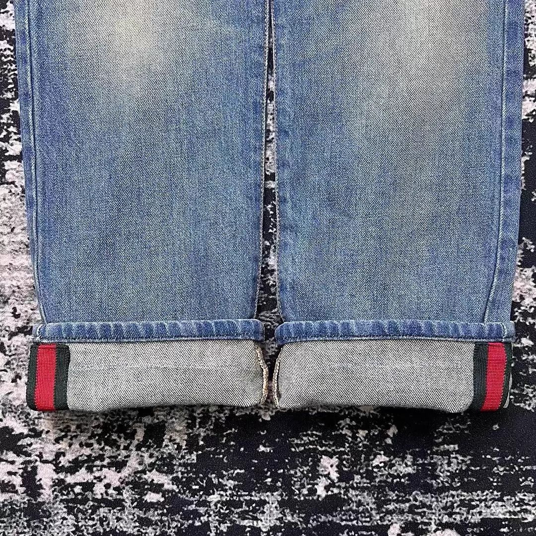 Gucci GUCCI red green stripe leather tag cuff jeans Size US 31 - 7 Thumbnail