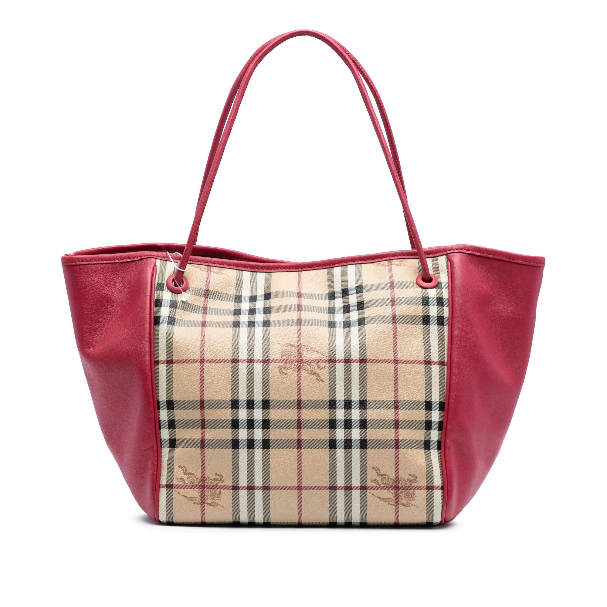 Burberry Burberry Small Leather Trimmed Haymarket Check Coated Canvas Canterbury Tote Size ONE SIZE - 1 Thumbnail