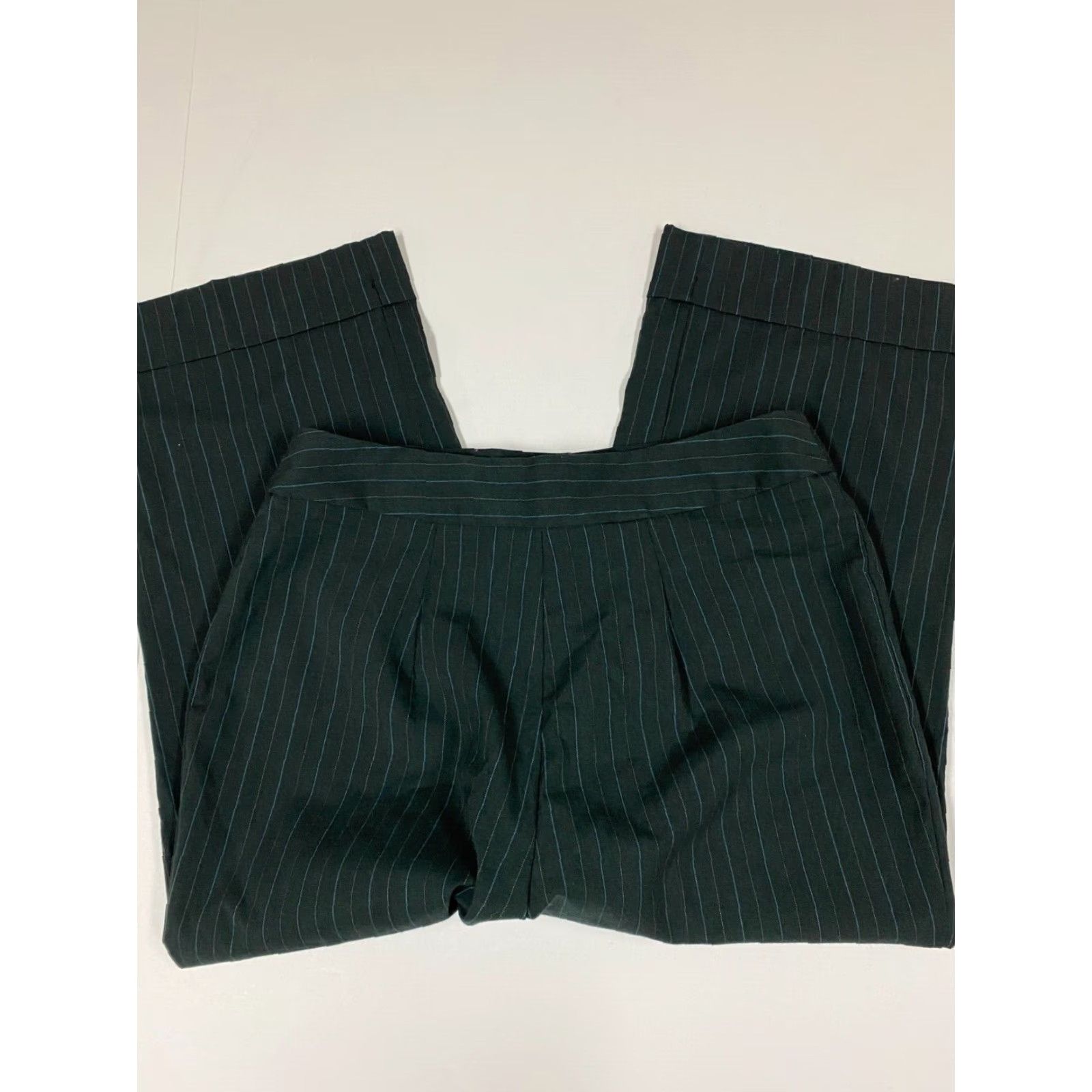 Vintage Briggs Dress Pants Womens 12P Petites Striped Slim Straight Straight Leg 21in Inseam Beige Polyester Wool Velvet Casual Business Size 34" / US 12 / IT 48 - 4 Thumbnail