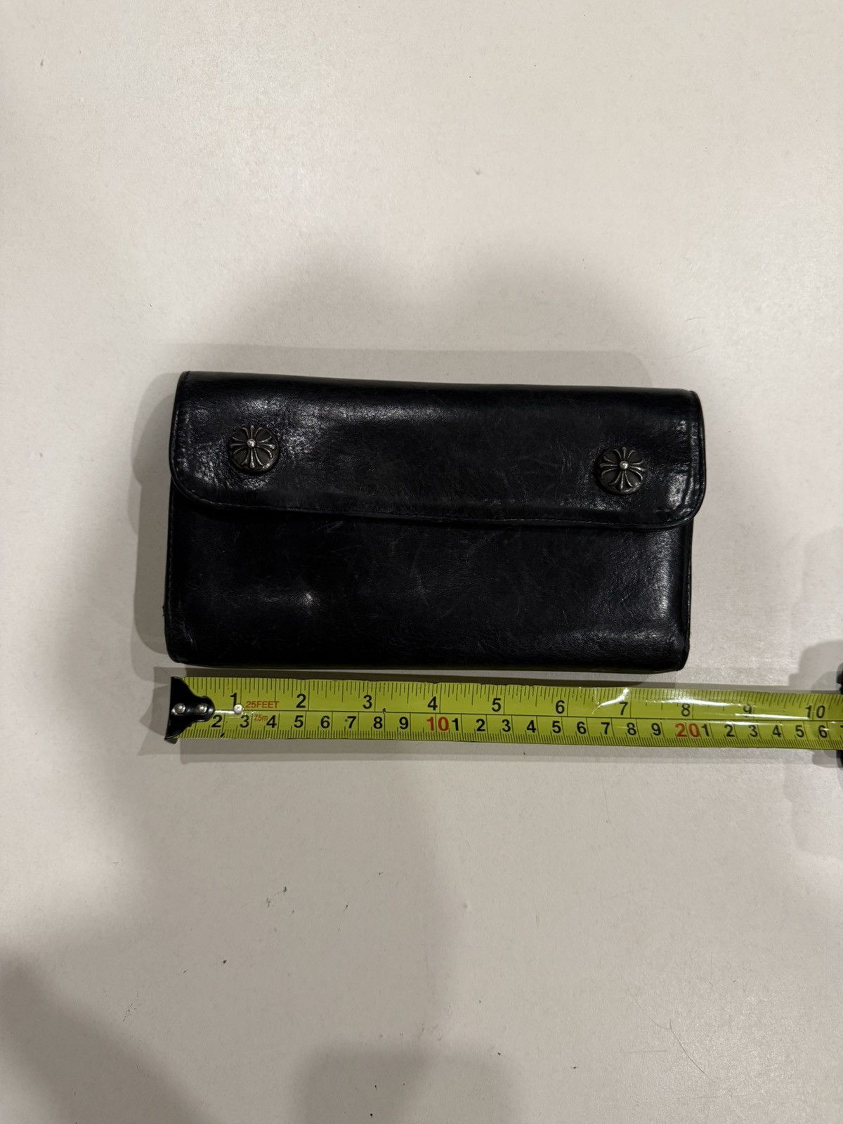 Chrome Hearts Chrome Hearts Wave Wallet Black Leather Silver Cross Balls Size ONE SIZE - 16 Thumbnail