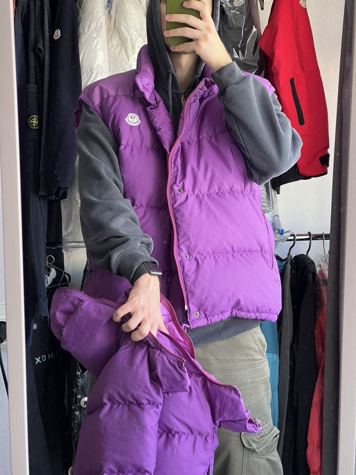 image of Moncler x Moncler Grenoble Puffer / Vest Jacket Vintage 80's 2In1 in Purple, Men's (Size 2XL)