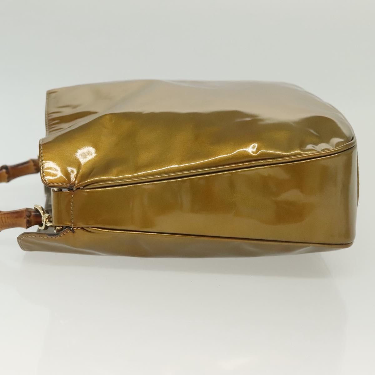 Gucci GUCCI Bamboo Hand Bag Patent Leather Beige Gold 001 1014 Size ONE SIZE - 5 Thumbnail