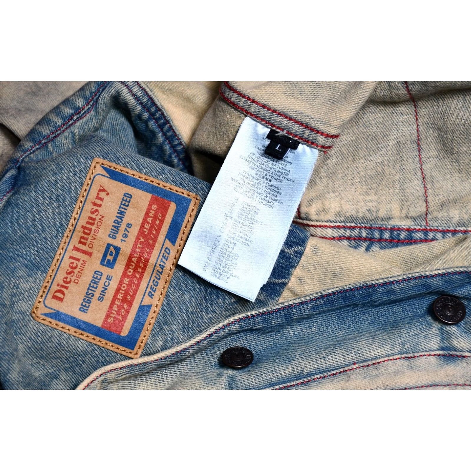 Diesel DIESEL C-L-D-Riley Marbled Trucker Denim Jacket Men's L Casual Cotton Denim Jacket Blue 100% Cotton Regular Size L Mens Size US L / EU 52-54 / 3 - 6 Thumbnail