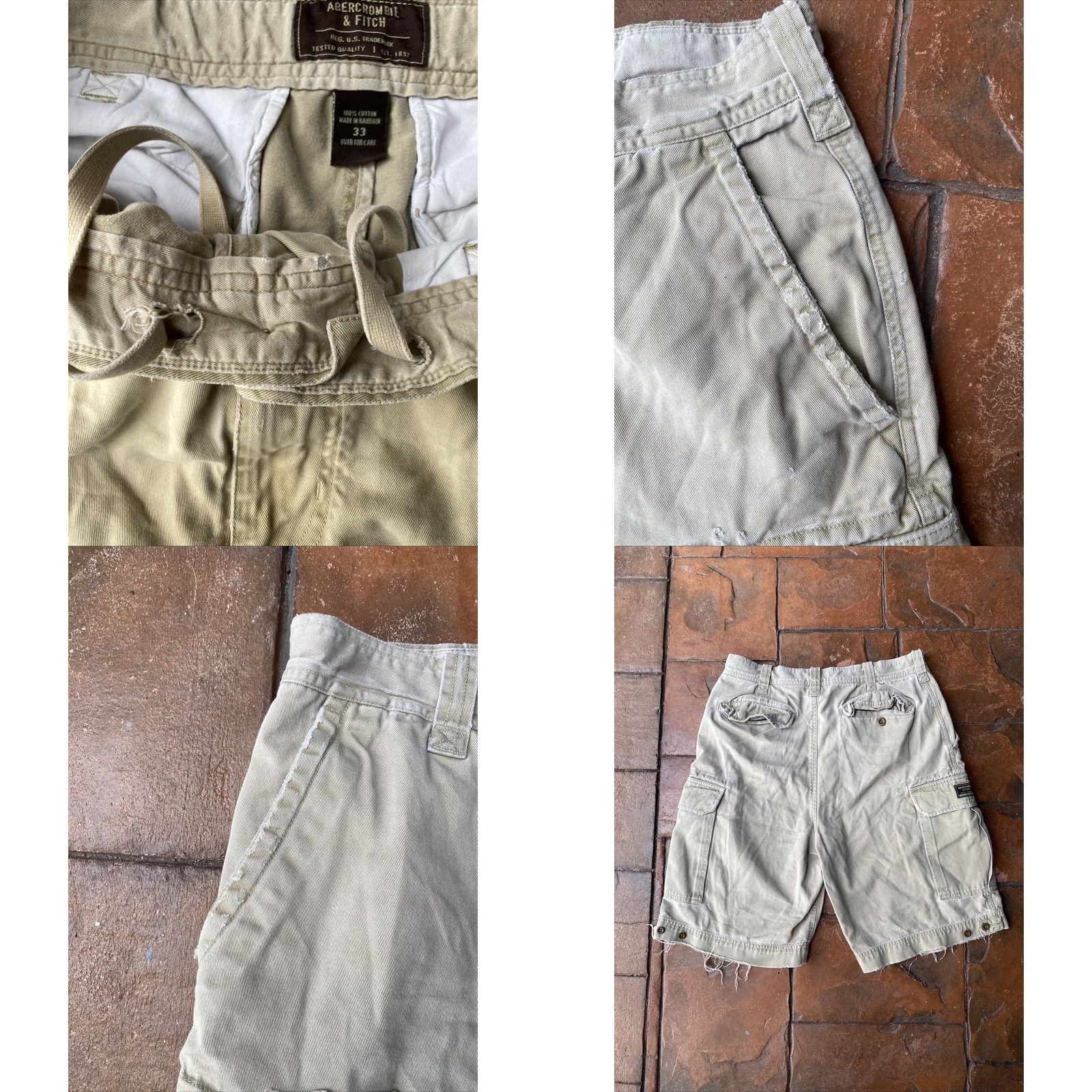 Abercrombie & Fitch Abercrombie & Fitch Cargo Utility Shorts Beige Tan Army Distressed 33 Men Cargo Shorts Regular Beige 90s Vintage? (No) Size US 33 - 8 Thumbnail