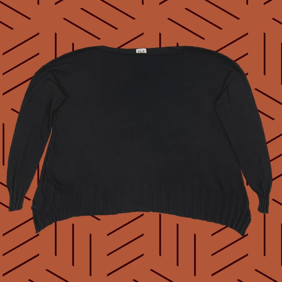 Vintage VINTAGE Planet by Lauren G Sweater Womens OS Oversized Black Knit Ribbed Minimalist Size ONE SIZE - 1 Thumbnail