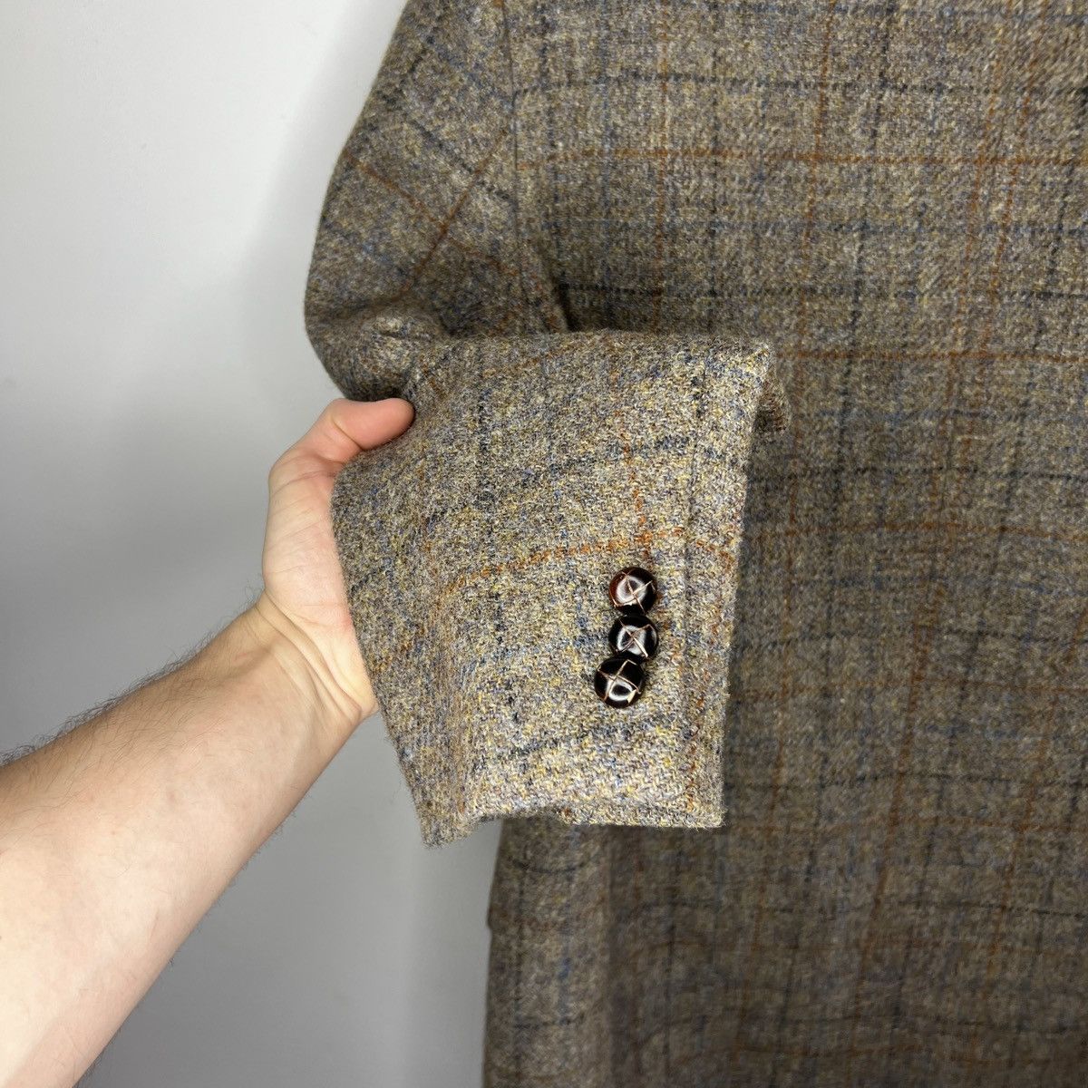 Harris Tweed Vtg Harris Tweed Brown Beige Coat WOOL Jacket Blazer 44 R Size 44R - 13 Thumbnail