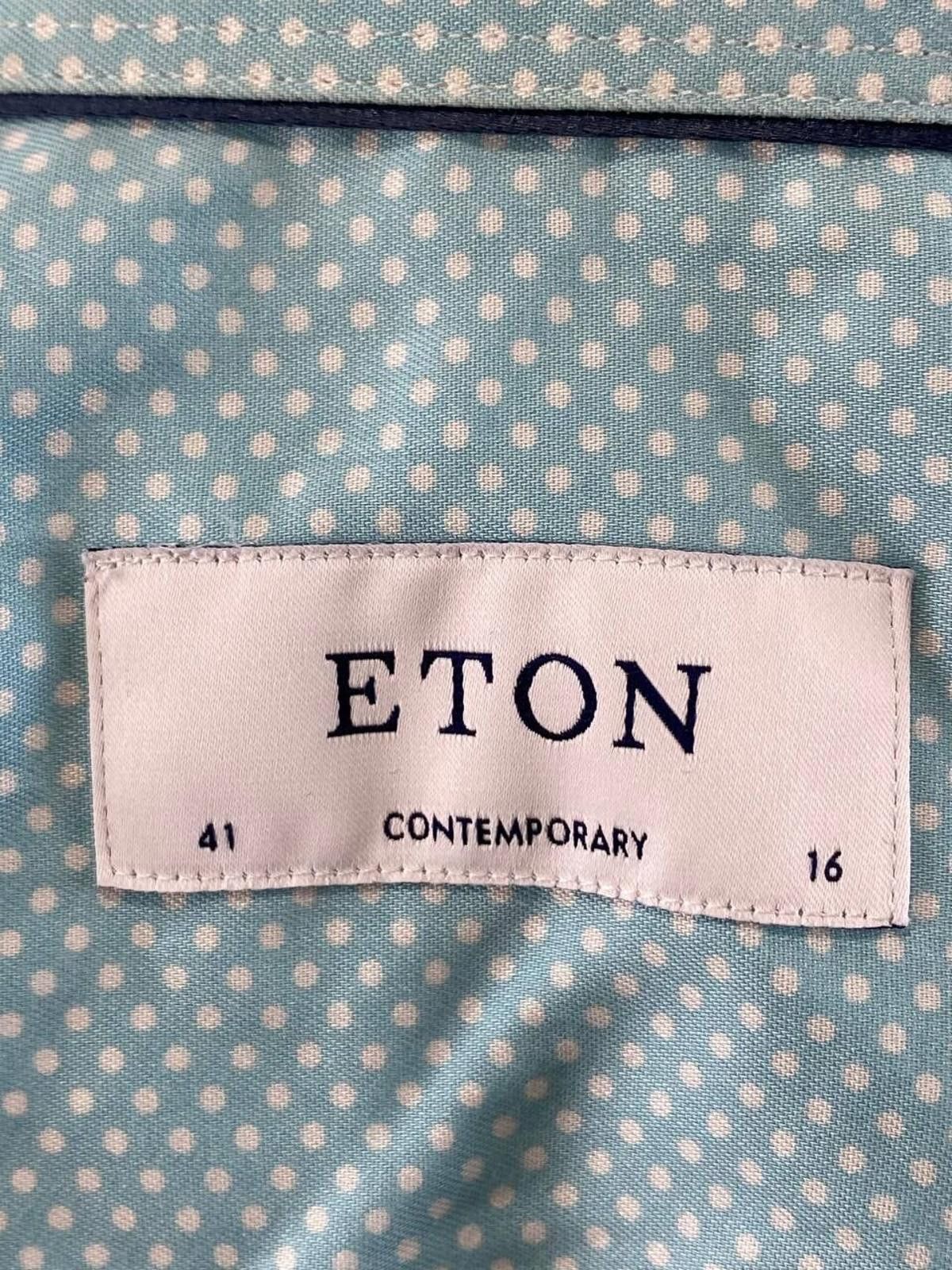 Eton Eton Contemporary Turquoise Dotted Shirt Size 41 / 16 Size US M / EU 48-50 / 2 - 12 Thumbnail