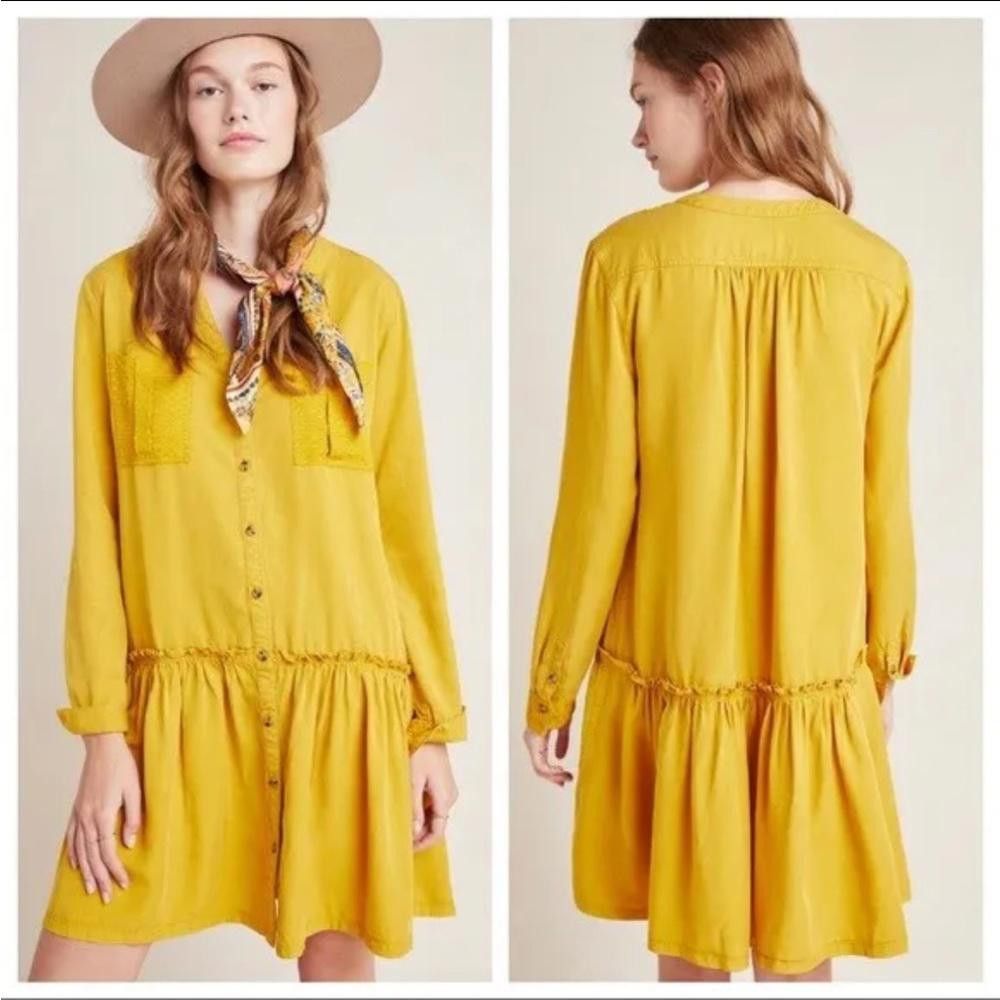 Designer Anthropologie l Maeve Marlie Button-Front Tunic Dress Size 6 Size M / US 6-8 / IT 42-44 - 2 Thumbnail