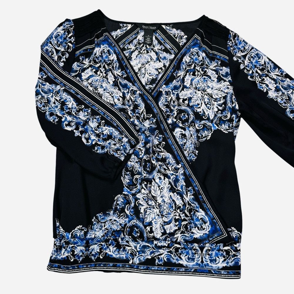 White House Black Market White House Black Market Wrap V-Neck Long Sleeve Floral Blo Size M / US 6-8 / IT 42-44 - 2 Thumbnail