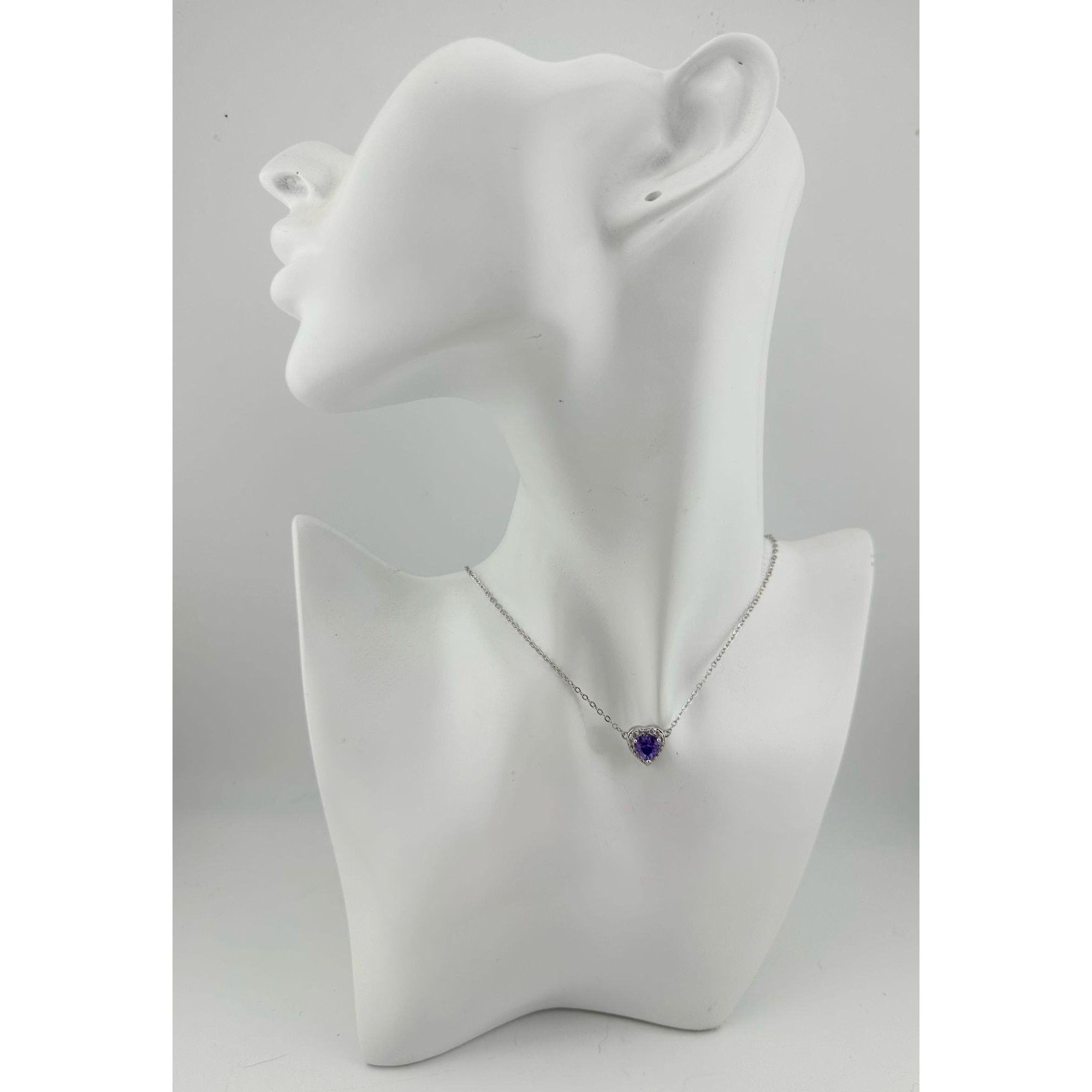 Other Amethyst and White Topaz Heart Shaped Halo Necklace Size ONE SIZE - 3 Thumbnail