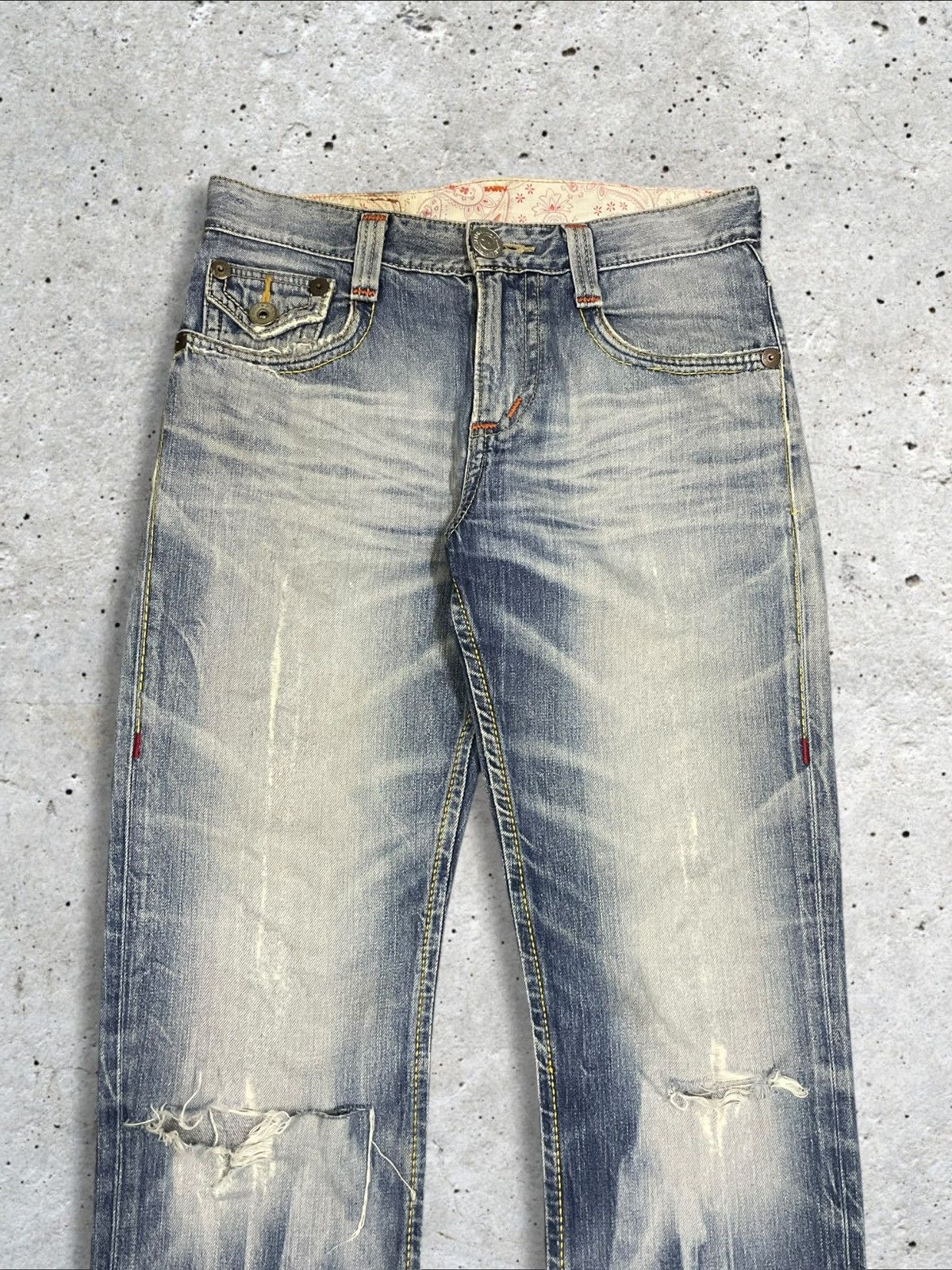 Edwin Edwin BlueTrip Tokyo Japan Crazy Bleach Whisker Ripped Jeans Size US 31 - 3 Thumbnail