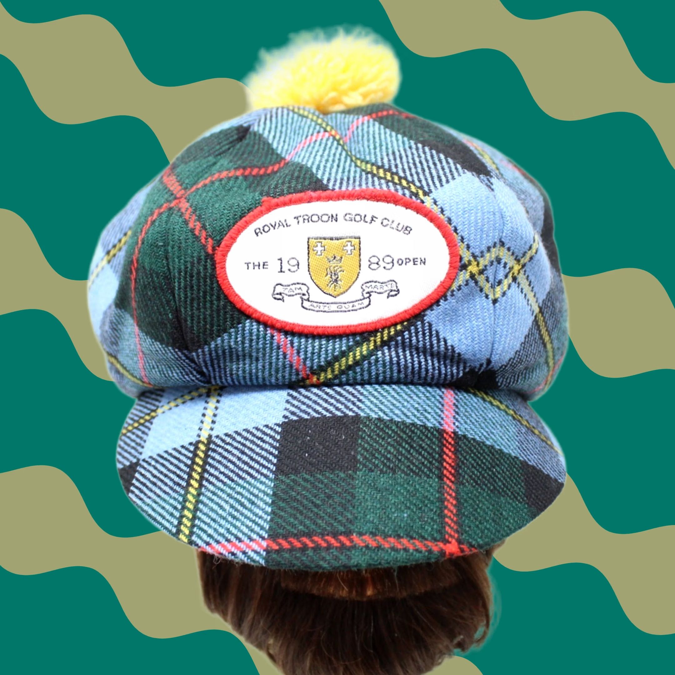 Vintage VTG Royal Troon 1989 British Open Hat Plaid Newsboy Cap Wool/Cotton Blue Green Red Yellow Men Adjustable One Size Crew/Newsboy Cap Men Size ONE SIZE - 1 Thumbnail
