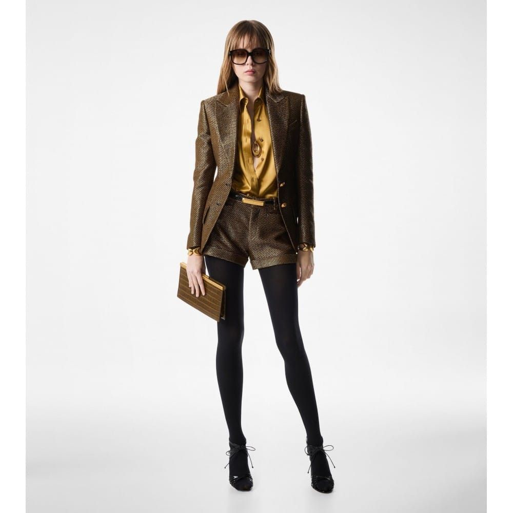Tom Ford o1loc1c0226 GI2975 Boucle Single Breasted Jacket in Gold Size S / US 4 / IT 40 - 3 Thumbnail