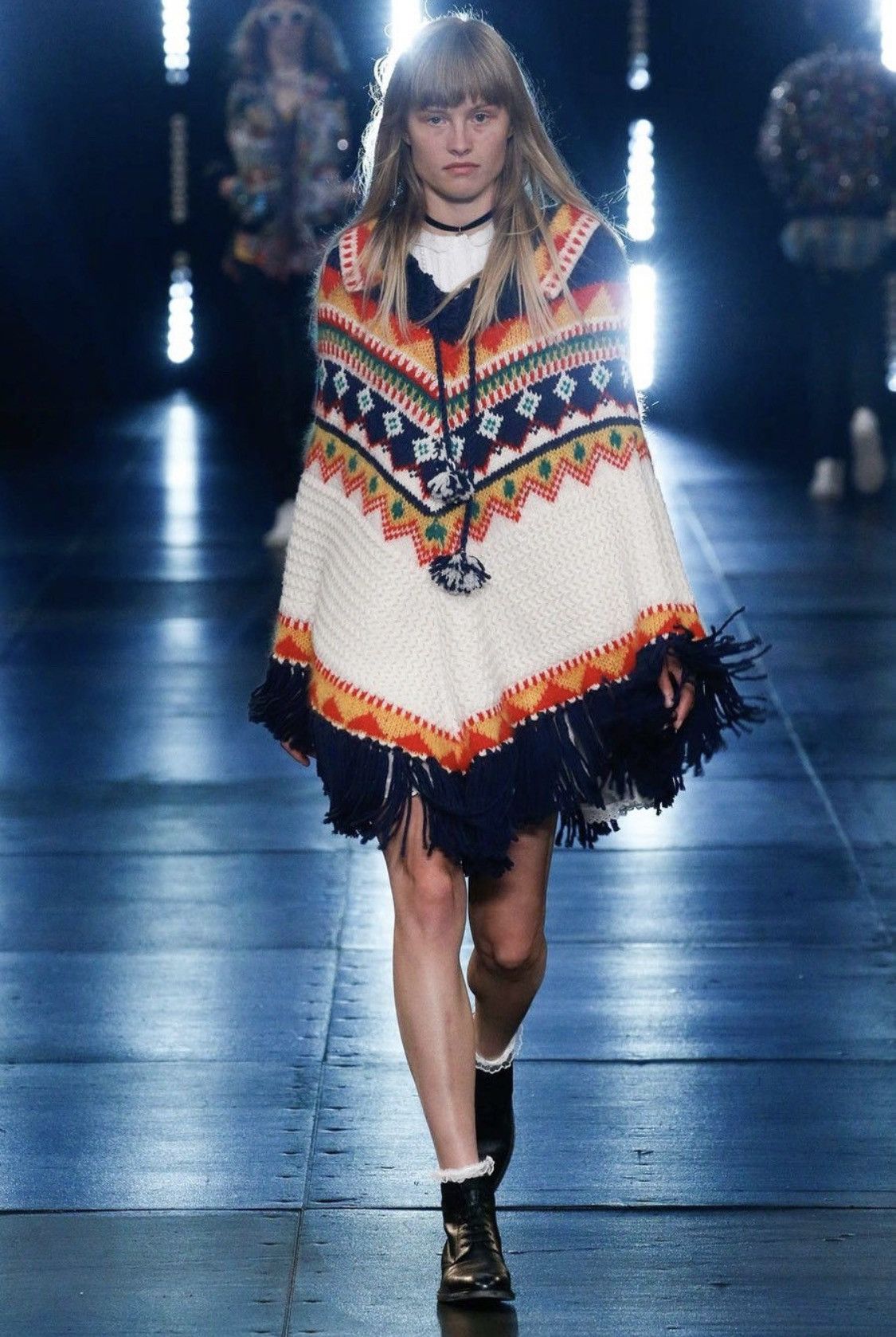 Hedi Slimane × Saint Laurent Paris 16SS Fair Isle Knit Fringe Poncho Cape Size US M / EU 48-50 / 2 - 1 Thumbnail