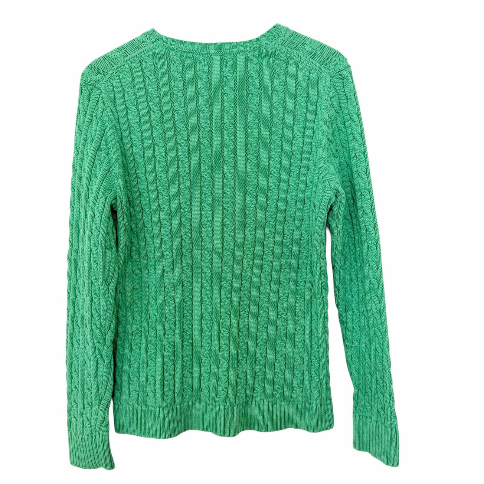 L.L. Bean LL Bean Kelly Green Cable Knit Crewneck Sweater Sz XL Size XL / US 12-14 / IT 48-50 - 4 Thumbnail