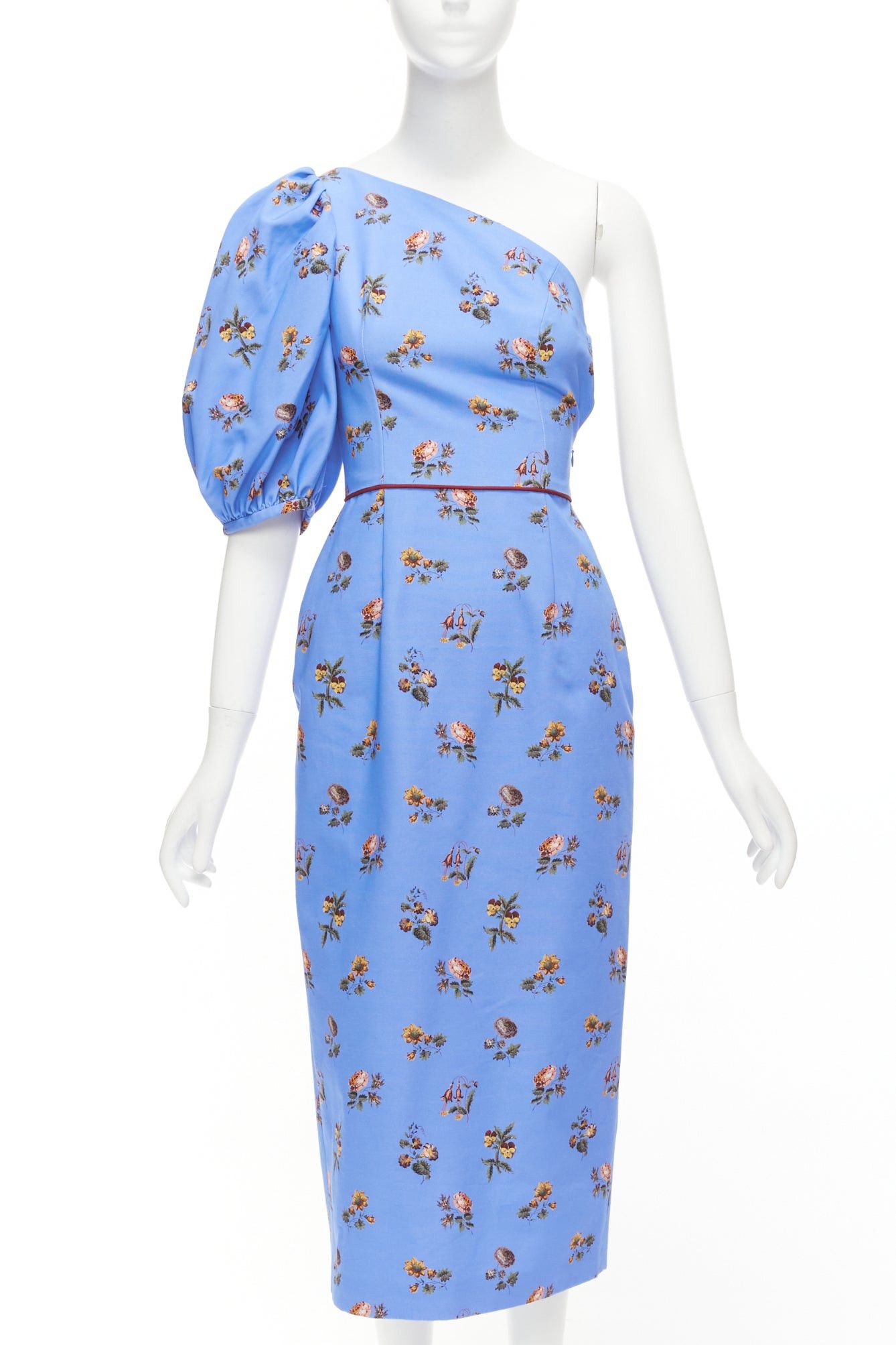 Other MARKARIAN Laurel blue cotton periwinkle floral print one shoulder dress US0 Size XS / US 0-2 / IT 36-38 - 1 Thumbnail