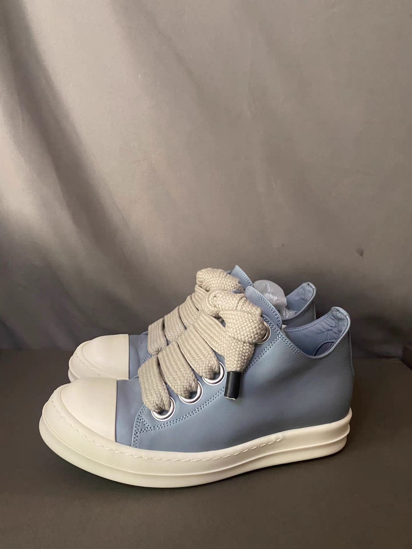 Rick Owens Rick Owens SS24 Thick Laces Haze Blue Low Top Sneakers Size US 7 / IT 37 - 1 Thumbnail