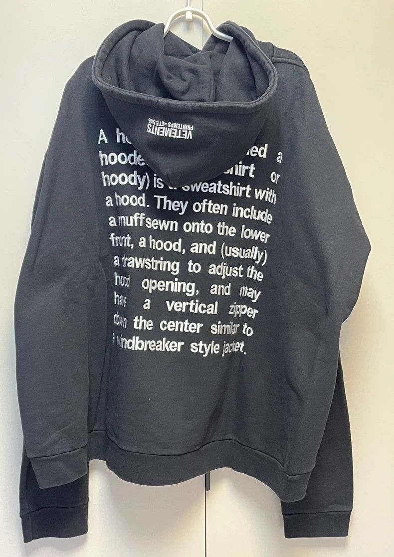 Vetements Original 16 Year Definition Manual Black Hoodie